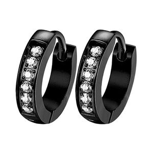 💖3-$50 13 mm Unisex Stainless Steel Small Hoops w/ zirconia Stones